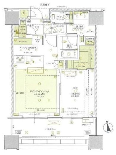 白金ザ・スカイ　E1807号室　間取り