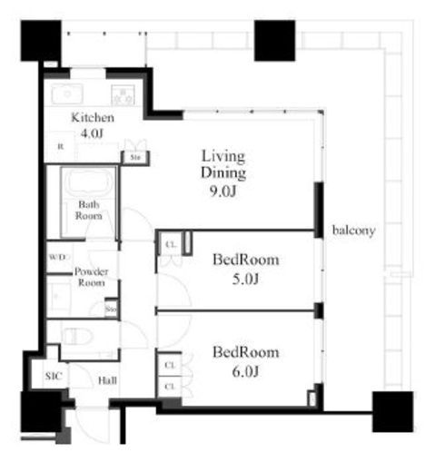 白金ザ・スカイ　E1913号室　間取り
