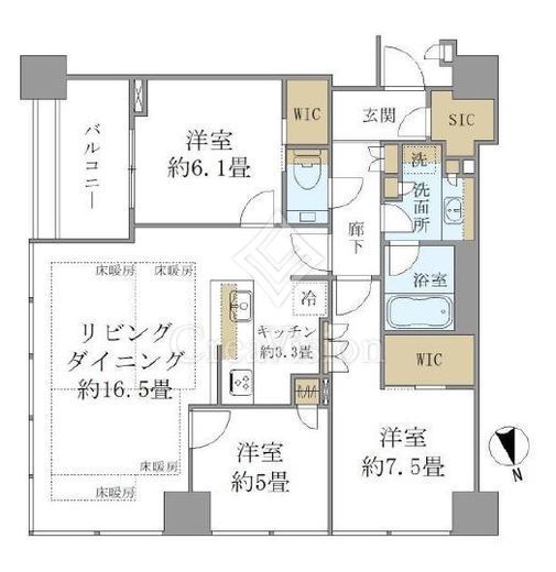 白金ザ・スカイ　E2213号室　間取り
