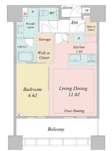 白金ザ・スカイ　E2217号室　間取り
