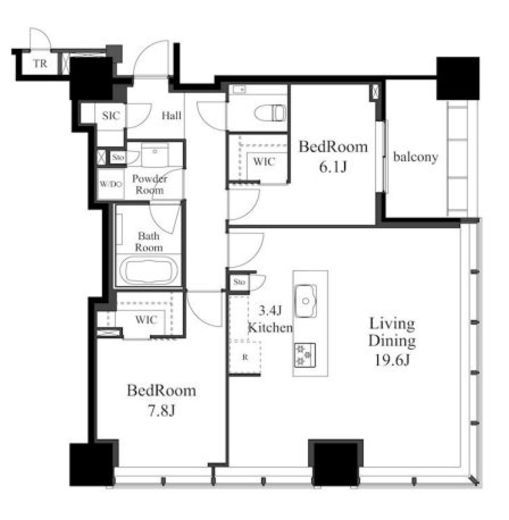 白金ザ・スカイ　E2510号室　間取り