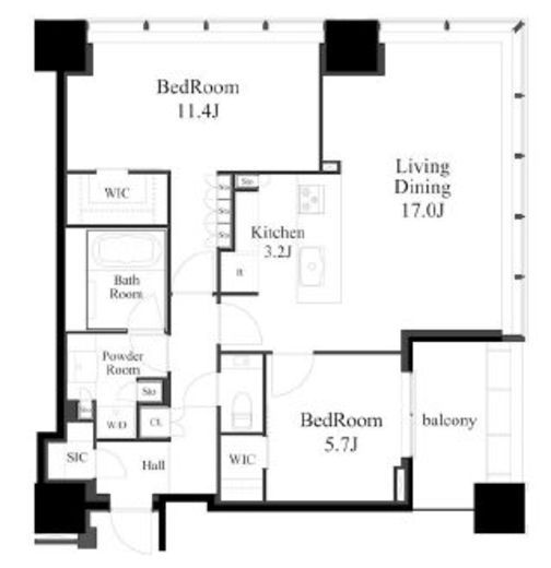 白金ザ・スカイ　E2513号室　間取り