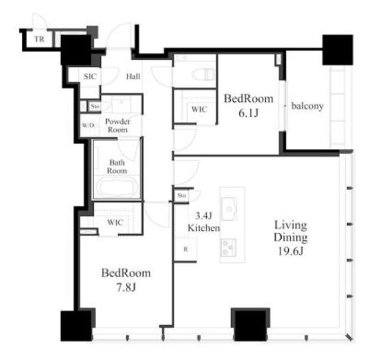 白金ザ・スカイ　E2710号室　間取り