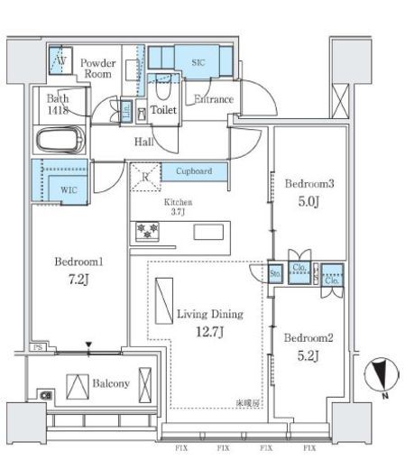 白金ザ・スカイ　E3013号室　間取り