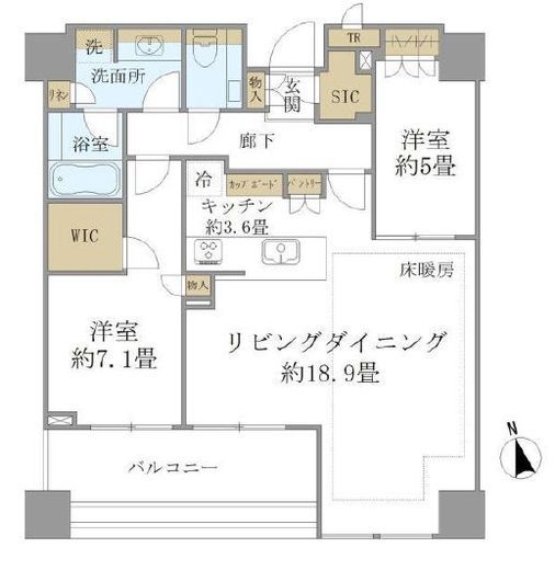 白金ザ・スカイ　E3404号室　間取り