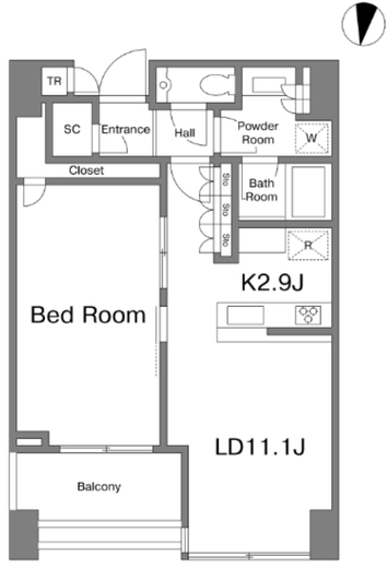 白金ザ・スカイ　E3515号室　間取り