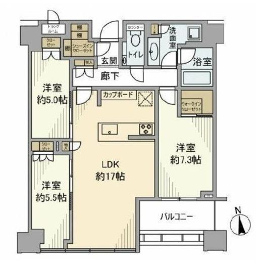 白金ザ・スカイ　E41F1号室　間取り