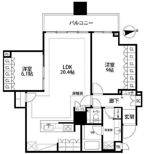白金ザ・スカイ　E4401号室　間取り