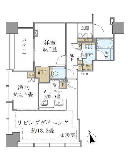 白金ザ・スカイ　W1102号室　間取り