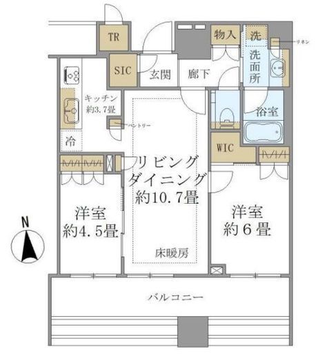 白金ザ・スカイ　W1204号室　間取り