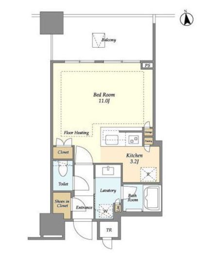 白金ザ・スカイ　W1214号室　間取り