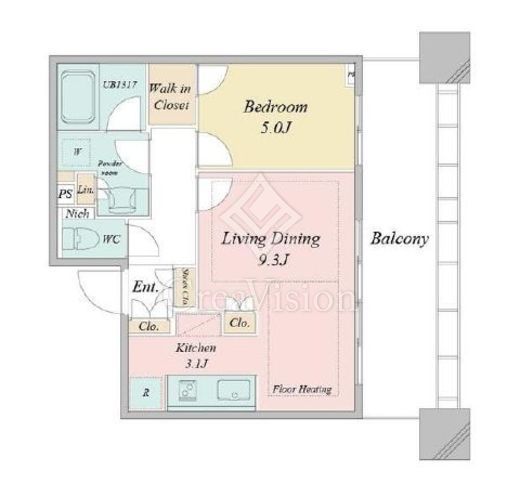 白金ザ・スカイ　W1410号室　間取り