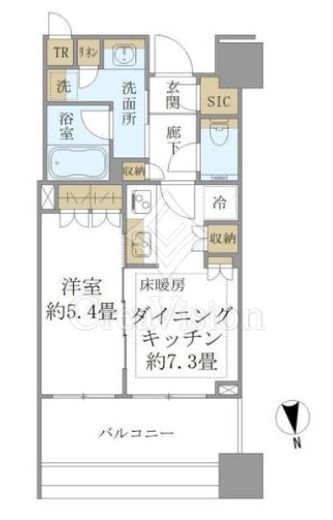 白金ザ・スカイ　W1813号室　間取り