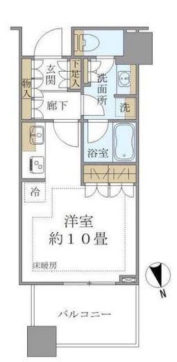 白金ザ・スカイ　W414号室　間取り