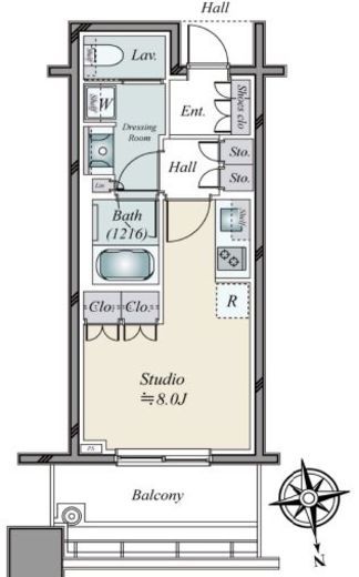白金ザ・スカイ　W416号室　間取り