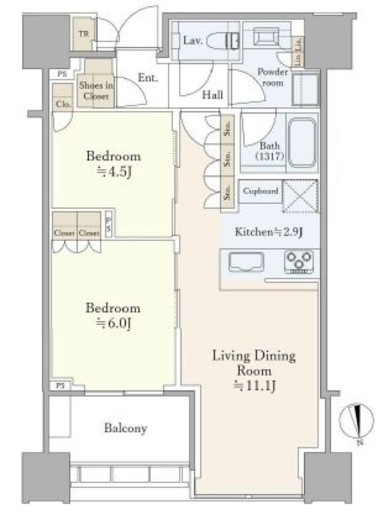 白金ザ・スカイ　E2712号室　間取り