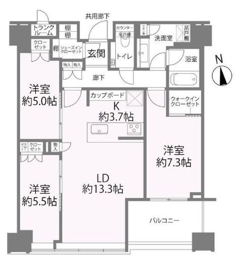 白金ザ・スカイ　41F2号室　間取り