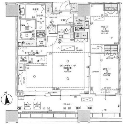 白金ザ・スカイ　E30F3号室　間取り