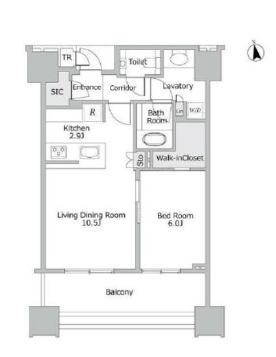 白金ザ・スカイ　E2407号室　間取り