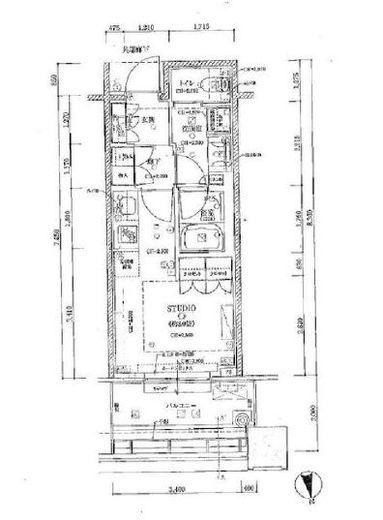 白金ザ・スカイ　W4F4号室　間取り