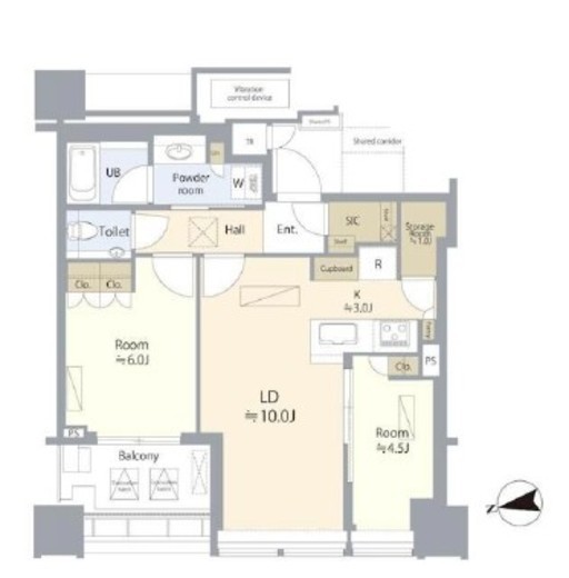 白金ザ・スカイ　E26F4号室　間取り