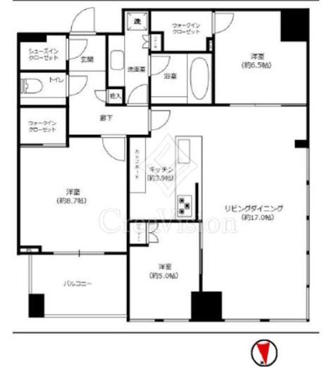白金ザ・スカイ　W4F8号室　間取り