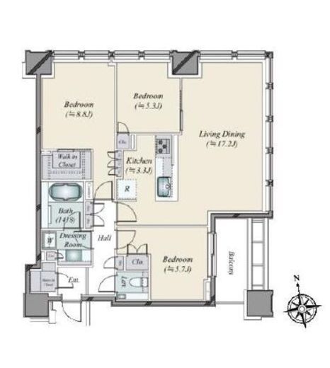白金ザ・スカイ　E3812号室　間取り