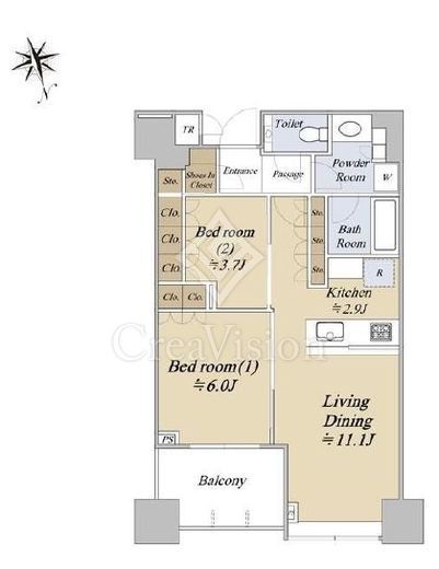 白金ザ・スカイ　18F2号室　間取り