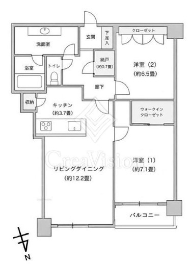 白金ザ・スカイ　37F2号室　間取り