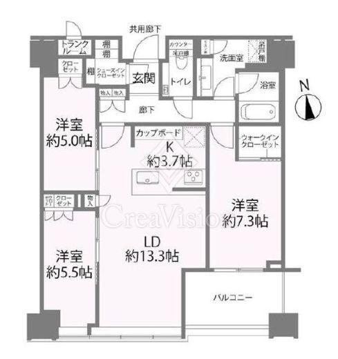 白金ザ・スカイ　E4103号室　間取り