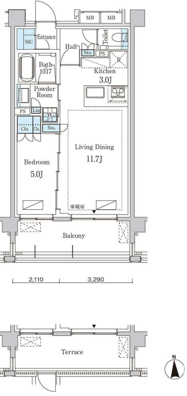 グランドゥールプレミアム代々木大山　105号室　間取り