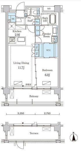 グランドゥールプレミアム代々木大山　103号室　間取り