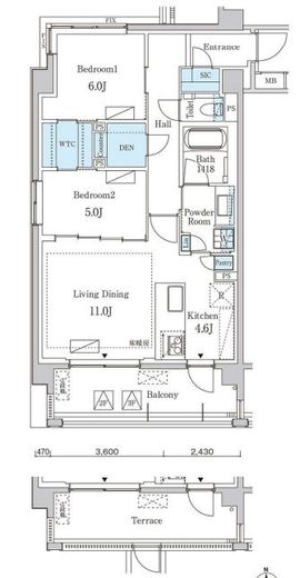 グランドゥールプレミアム代々木大山　301号室　間取り