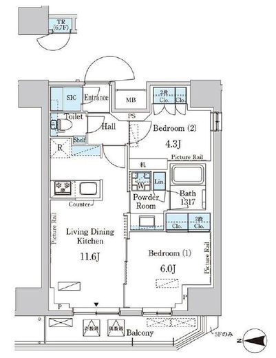 パークアクシス入谷　601号室　間取り