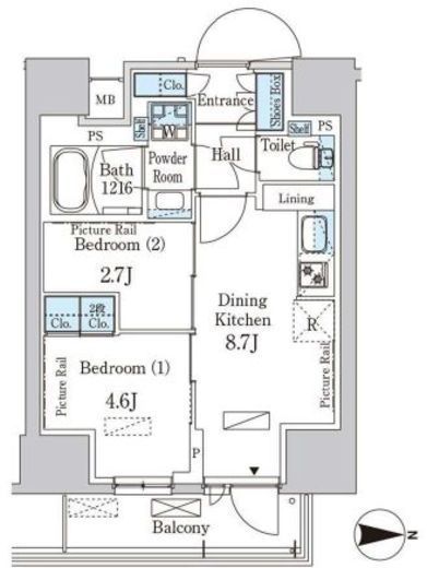 パークアクシス入谷　705号室　間取り