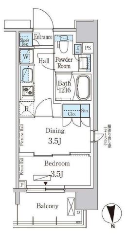 パークアクシス上野ＥＡＳＴ　1301号室　間取り