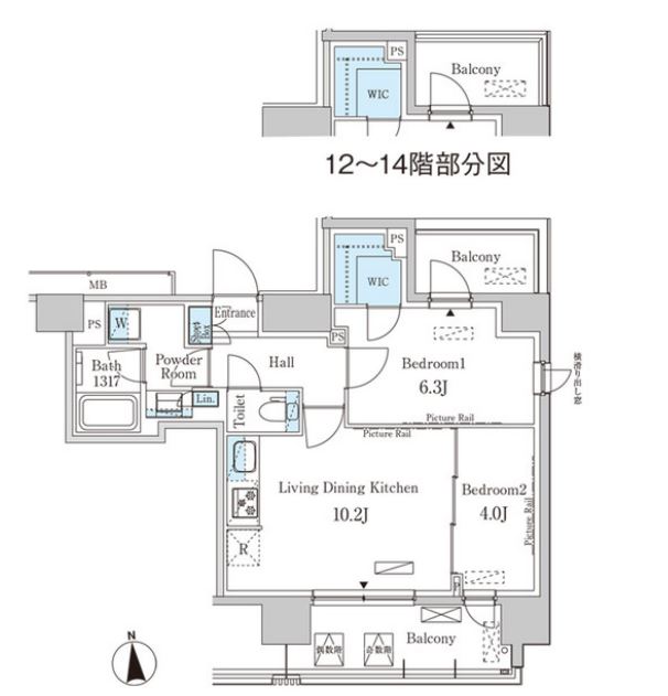 パークアクシス上野ＥＡＳＴ　1404号室　間取り