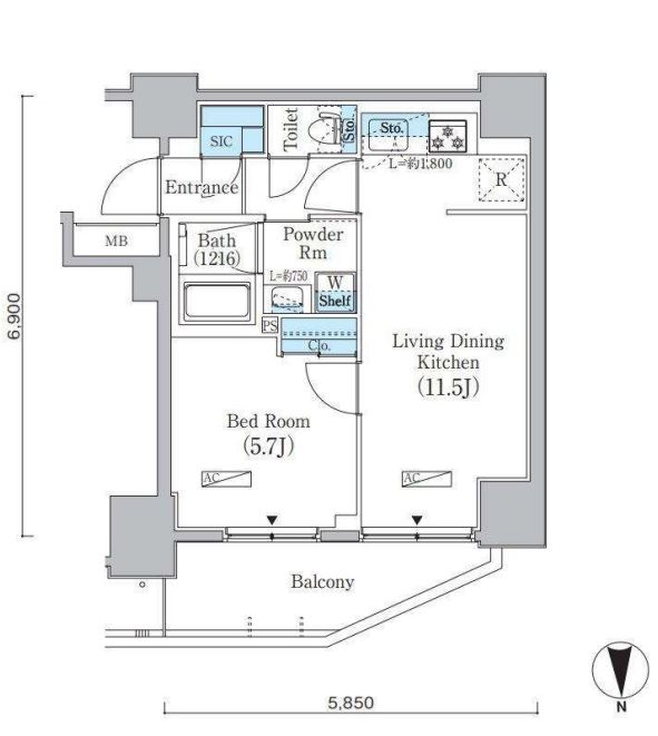 プライムブリス上野元浅草　705号室　間取り