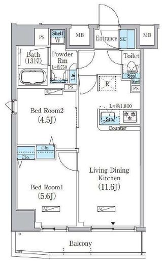 プライムブリス上野元浅草　1402号室　間取り