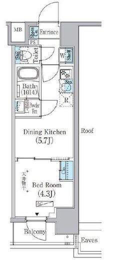 プライムブリス上野元浅草　1403号室　間取り