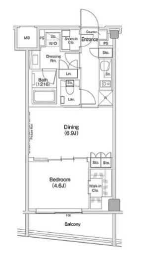 ザ・パークハビオ渋谷クロス　710号室　間取り