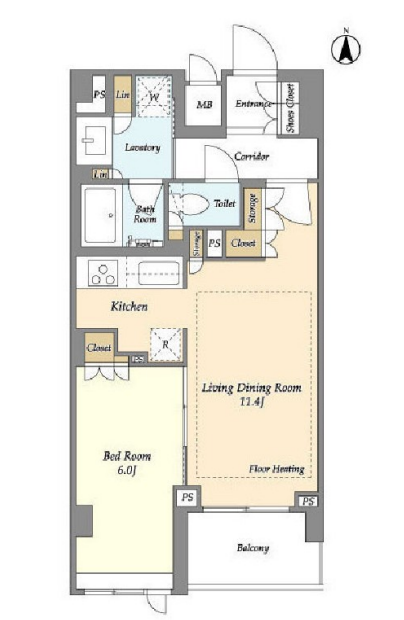 ＬＩＢＲ　ＧＲＡＮＴ　四谷三丁目　302号室　間取り