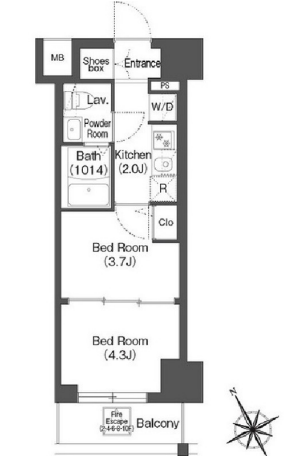 コンフォリア・リヴ根岸二丁目　1003号室　間取り