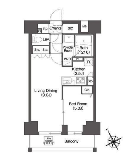 コンフォリア・リヴ根岸二丁目　1202号室　間取り