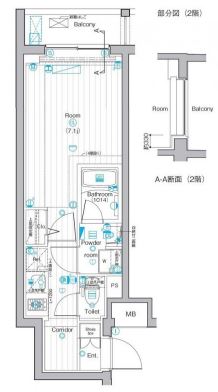 プレミアムキューブG白金台　211号室　間取り