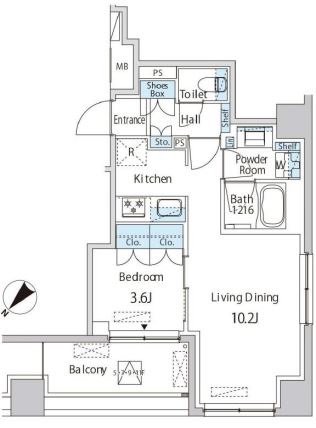 エムエー月島　1104号室　間取り