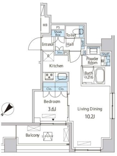 エムエー月島　1104号室　間取り