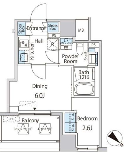 エムエー月島　706号室　間取り