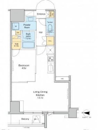 プラウドフラット両国イースト　1303号室　間取り