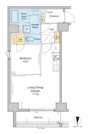 プラウドフラット両国イースト　909号室　間取り